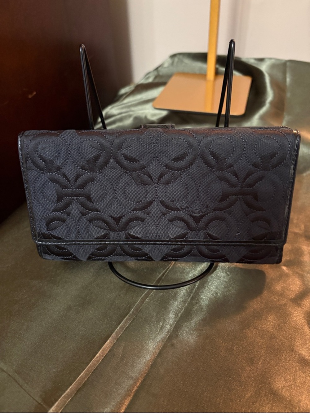Coach black signature jacquard checkbook wallet Vintage - Picture 2 of 10